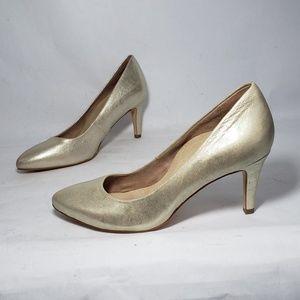 Tamaris Heart Sole Metallic Silver Leather Heels